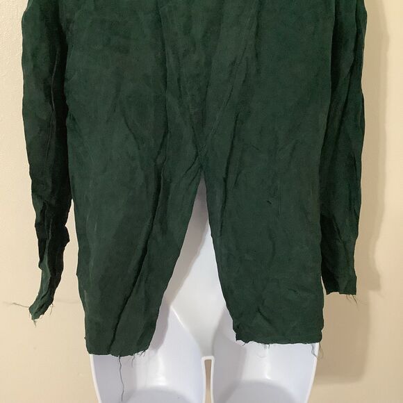 BB Dakota Dark Green Oversized Lagenlook Distressed Artsy Goblincore Blouse XS - Picture 6 of 8